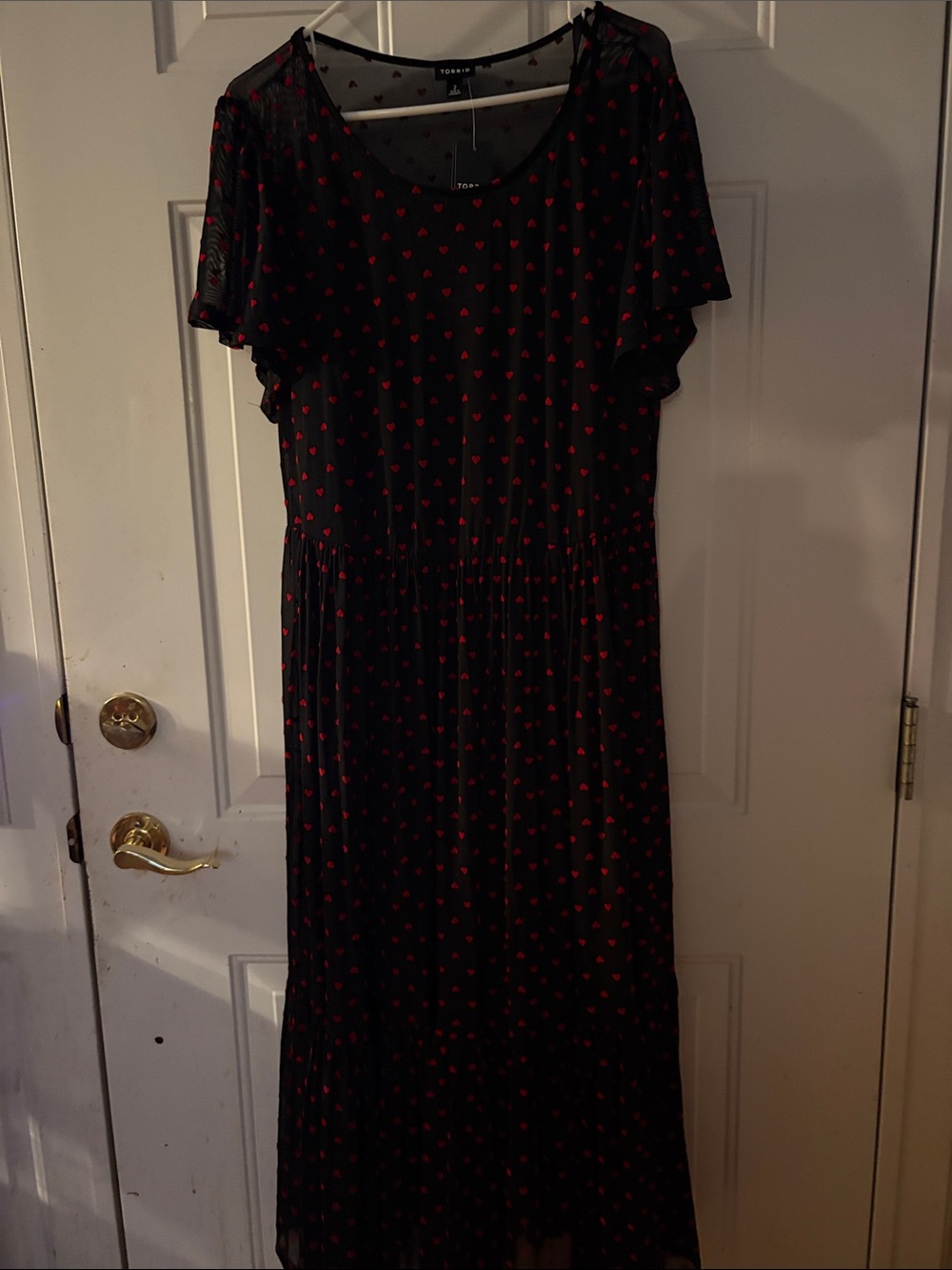 TorridBlack Dress with Red Heart Print - Women's Midi Dress